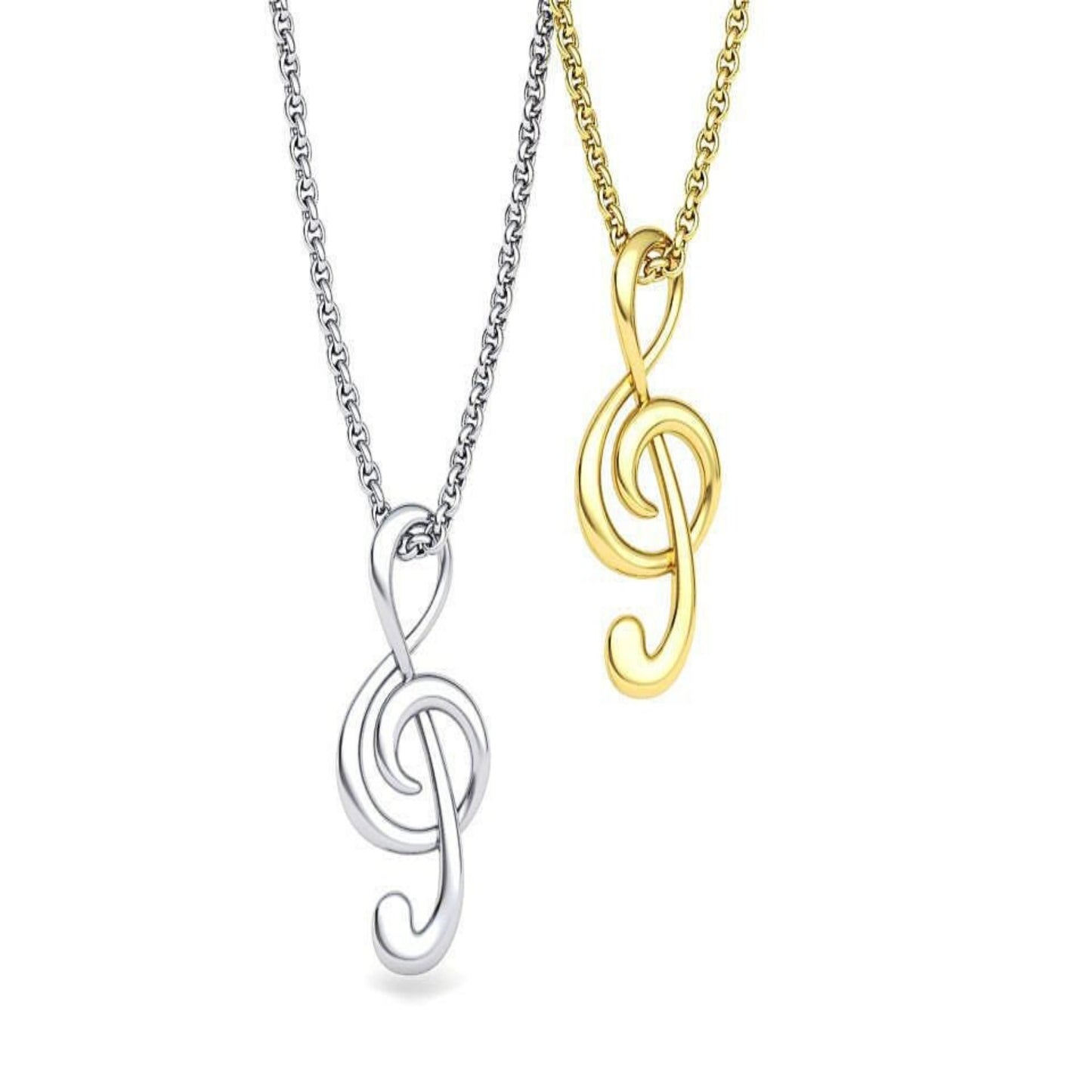 14K Solid Gold Music Note Necklace / Gold Music Note Pendant / Gold Music Necklace with or without Chain