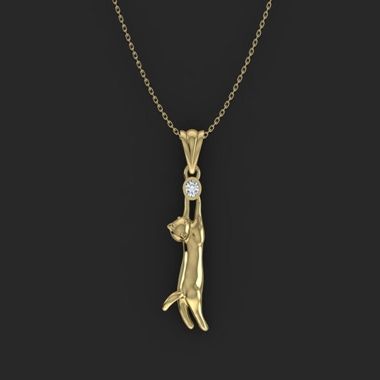 Gold Diamond Cat Pendant