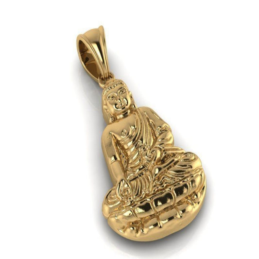 14k Solid Gold Buddha Pendant / 32 Grams Gold Buddha Necklace / Buddha Necklace / Buddha Jewelry / Gold Buddha Hand Made Necklace - JewelsnGlitters