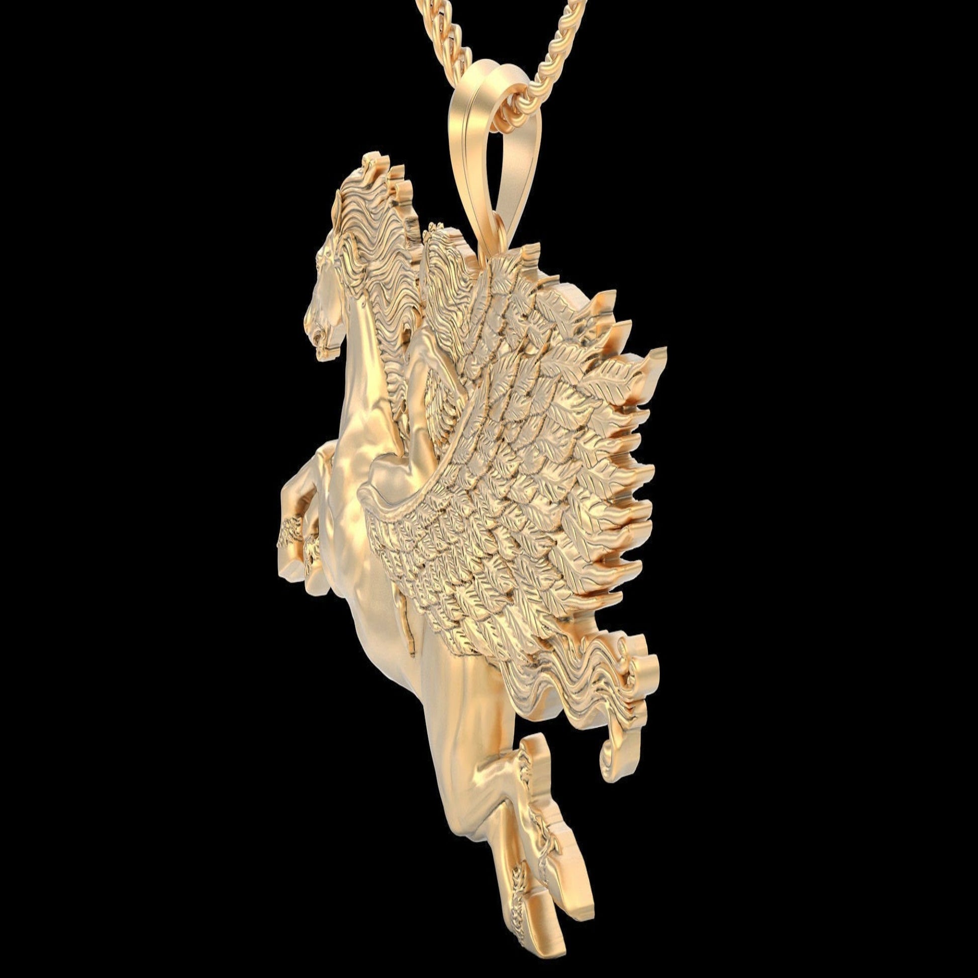 14K Solid Gold Pegasus Woman Horse Rider Pendant / Pegasus Necklace / Horse Rider Pendant for Her / Gold Pegasus Jewelry / Gift for Her - JewelsnGlitters