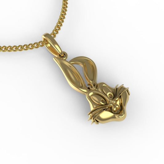 Gold Rabbit Head Pendant