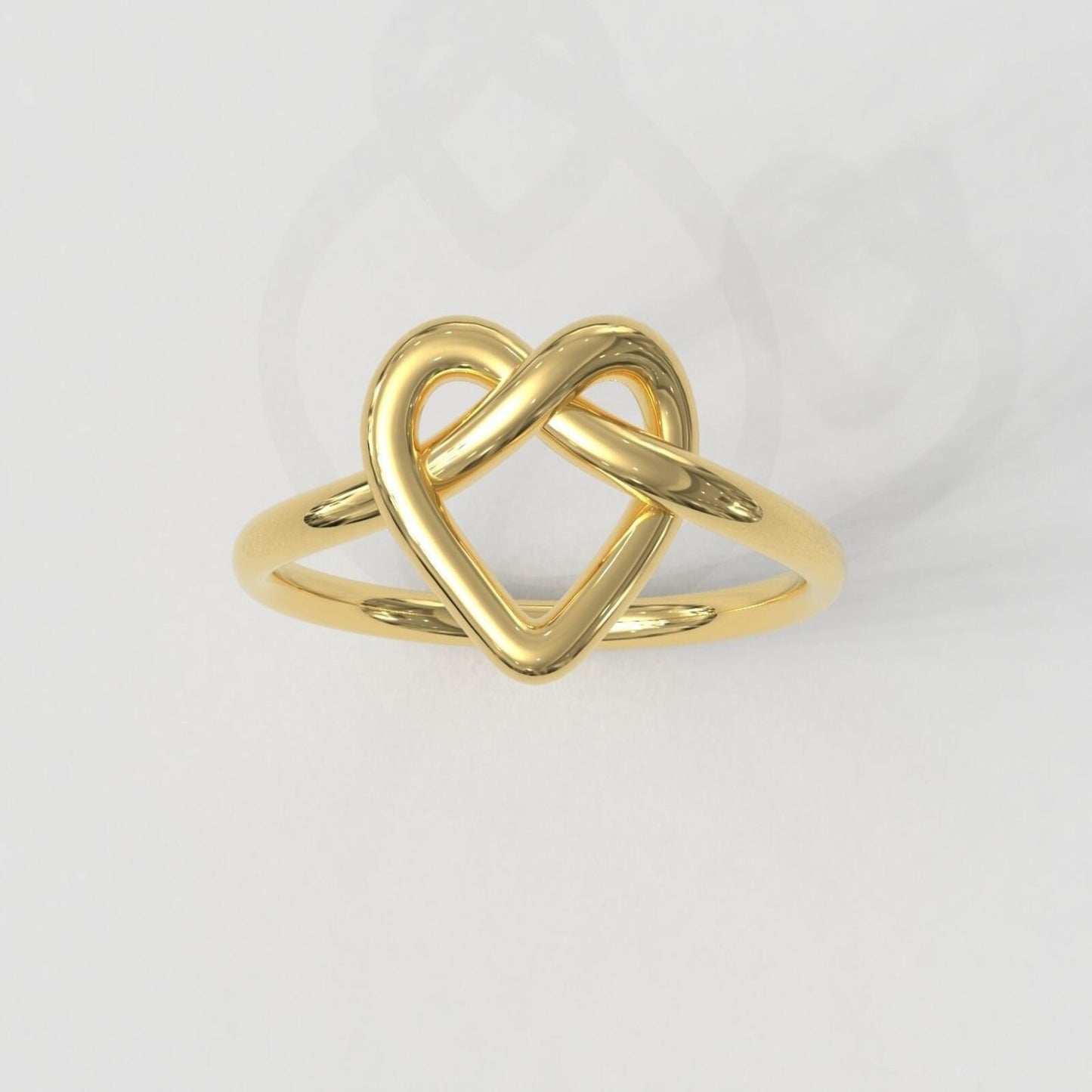 14K Solid Gold Knot Heart Ring / Gold Heart Ring / Dainty Gold Heart Ring / 14K Gold Minimalist Knot Heart Ring / Gift for Her - JewelsnGlitters