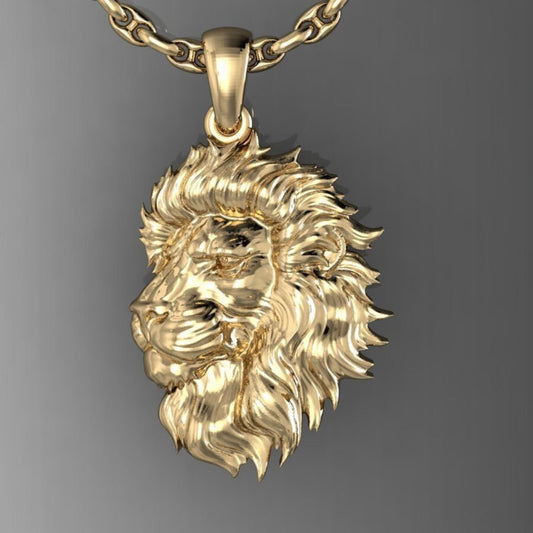 Gold Round Lion Pendant