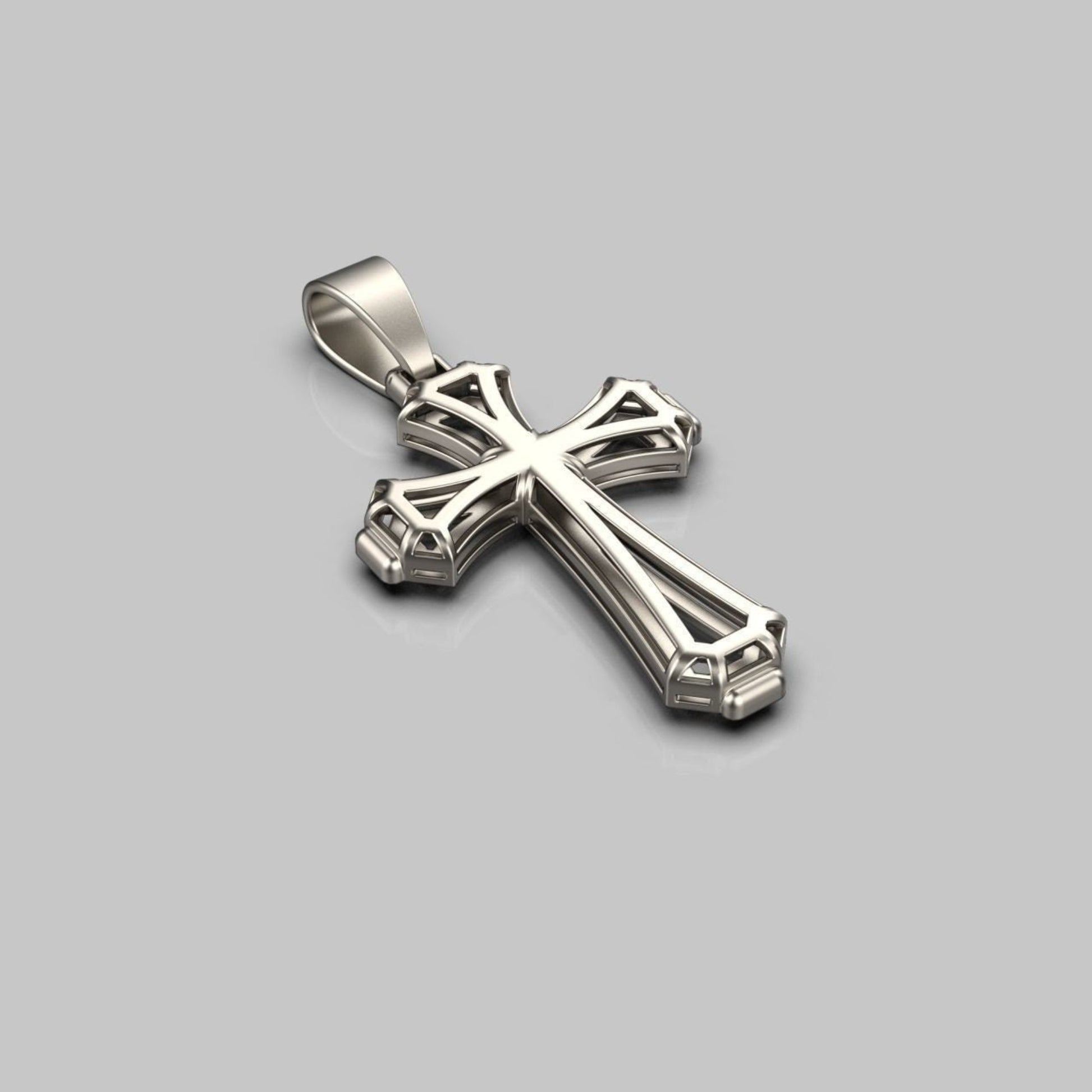 14K Solid Gold Cross Necklace / Crucifix Pendant / Religious Necklace For Women / For Men / Christian Pendant / 32mm X 22mm / Gift for Her - JewelsnGlitters