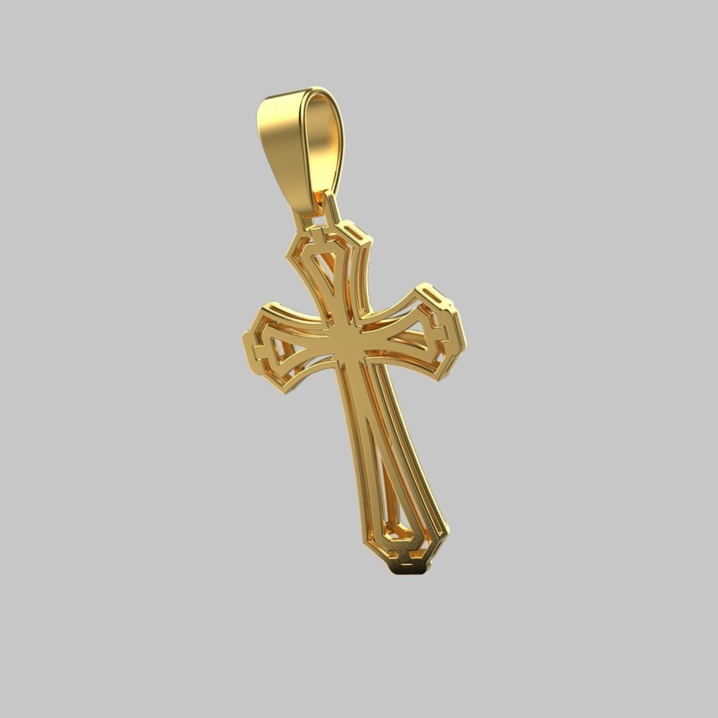 14K Solid Gold Cross Necklace / Crucifix Pendant / Religious Necklace For Women / For Men / Christian Pendant / 32mm X 22mm / Gift for Her - JewelsnGlitters