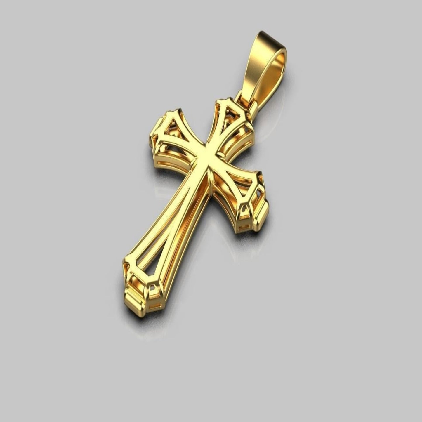 14K Solid Gold Cross Necklace / Crucifix Pendant / Religious Necklace For Women / For Men / Christian Pendant / 32mm X 22mm / Gift for Her - JewelsnGlitters