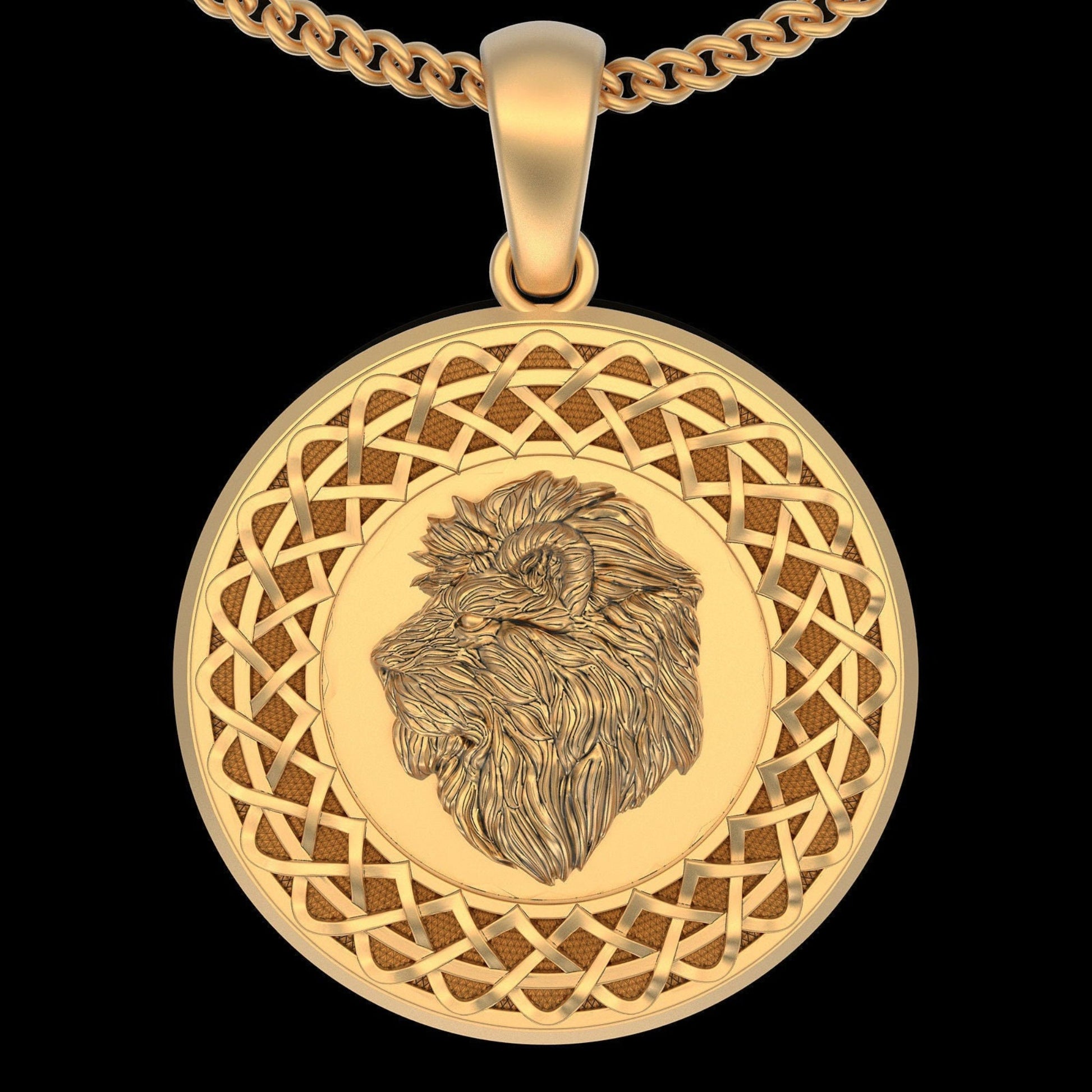 14k Solid 3D Gold Lion Pendant / Gold Lion Necklace / Lion Head Necklace / Lion Jewelry / Lion Hand Made Necklace / Great Gift Idea 11.5Gr. - JewelsnGlitters