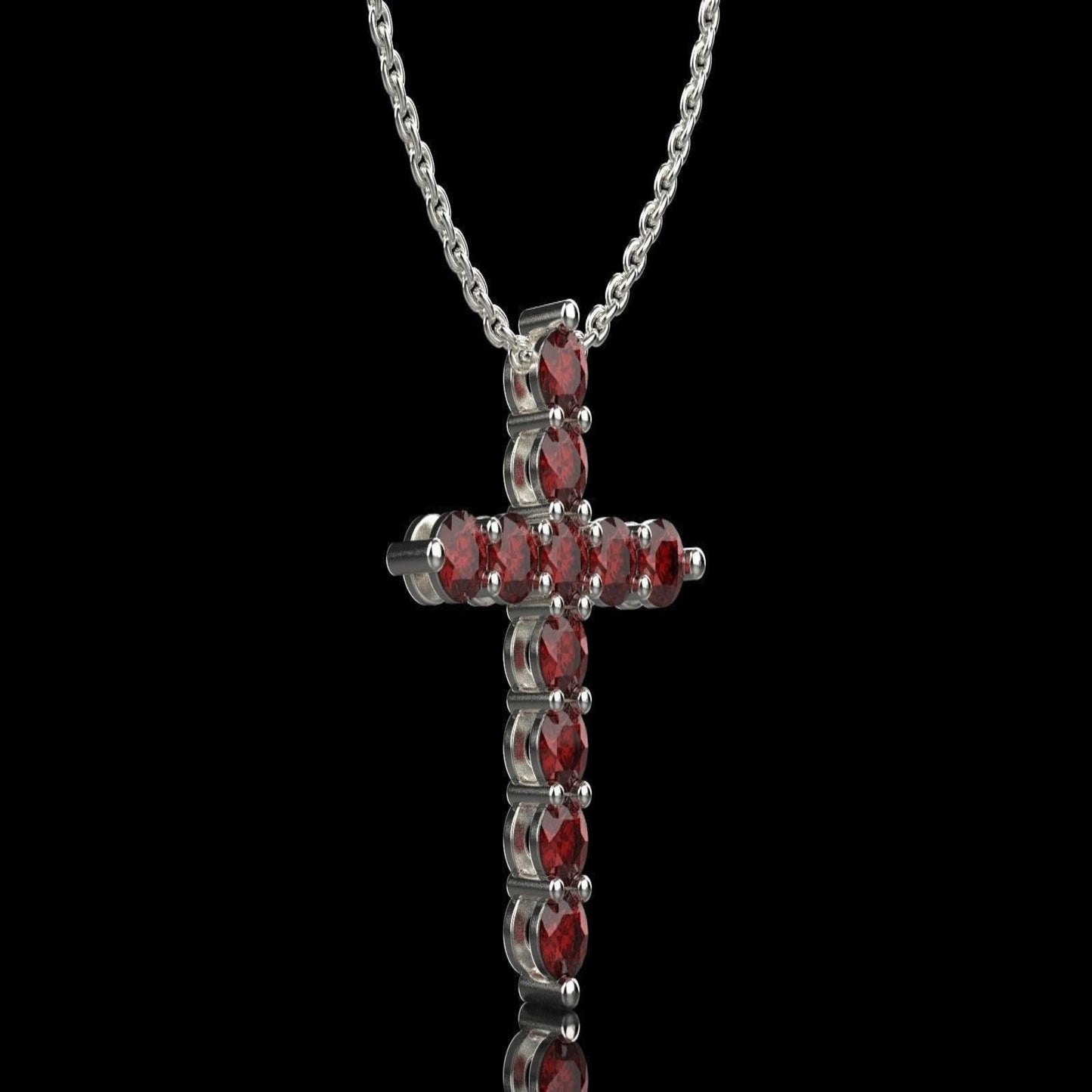 14k Solid Gold Cross Necklace with Gem Stones / Diamond Simple Crucifix Pendant with Color Gemstones / Gift for Her / Cross Pendant 1.10CT - JewelsnGlitters