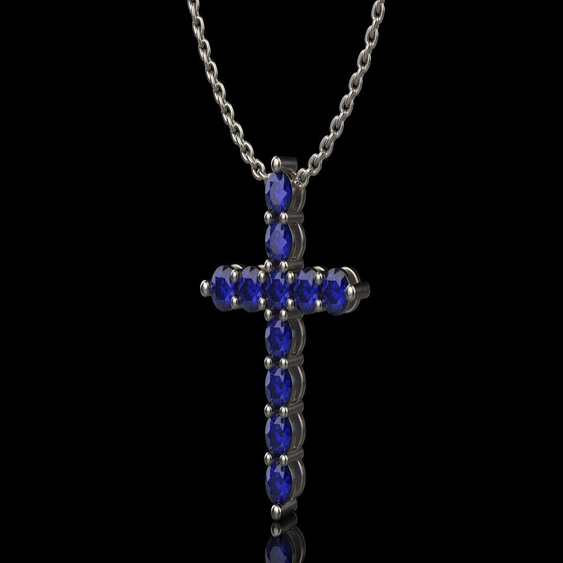 14k Solid Gold Cross Necklace with Gem Stones / Diamond Simple Crucifix Pendant with Color Gemstones / Gift for Her / Cross Pendant 1.10CT - JewelsnGlitters