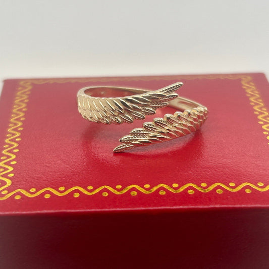 14k Solid Gold Angel Wing Statement Ring / Angel Wings Ring /Angel Wing Gold Ring /Angel Wing Gold Statement Ring/Gift for Her / Made in USA