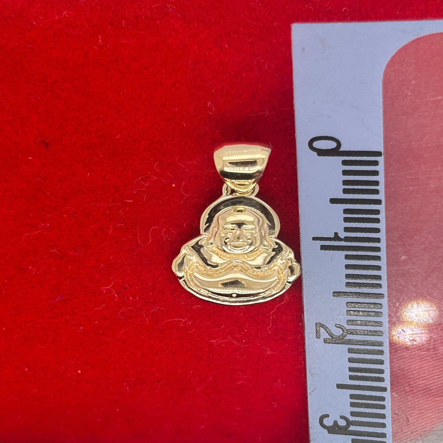 14k Solid Gold Happy Buddha Pendant / 14K Gold Buddha Necklace / 14K Gold Textured Buddha Necklace / Gift for Her - JewelsnGlitters