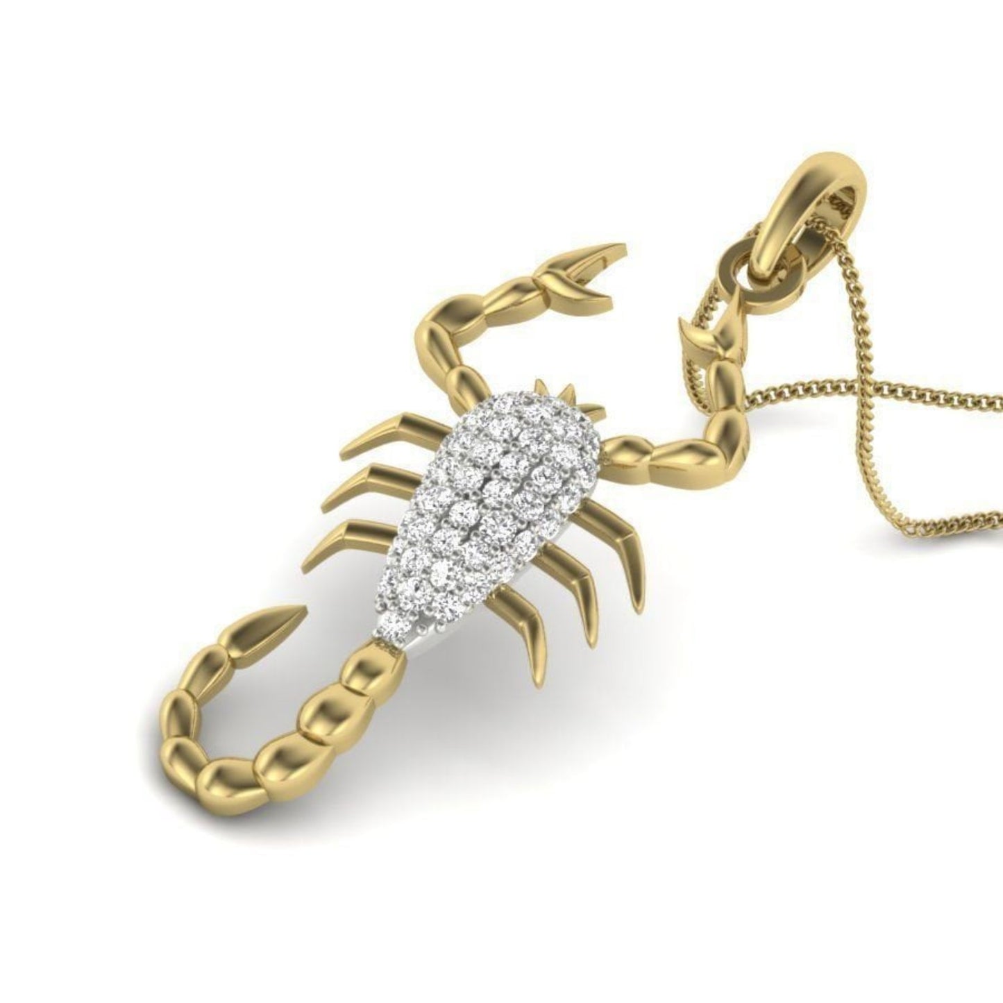 14K Solid Yellow Gold Diamond Scorpion Necklace .40 Carat / Diamond Scorpion Pendant / Unisex Scorpion Pendant  / Gift for Her