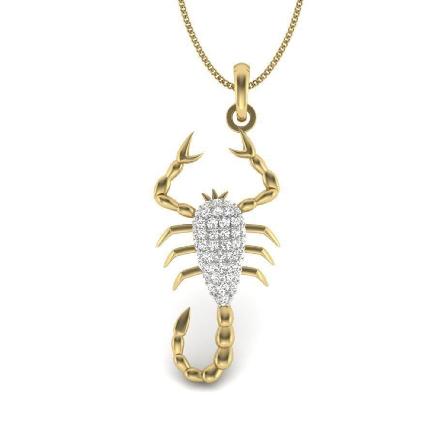 14K Solid Yellow Gold Diamond Scorpion Necklace .40 Carat / Diamond Scorpion Pendant / Unisex Scorpion Pendant  / Gift for Her