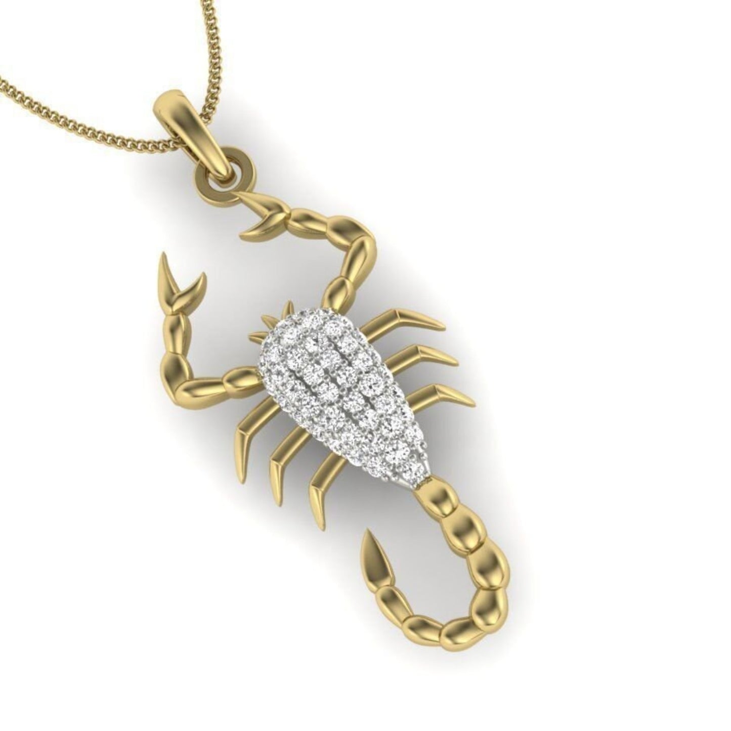 14K Solid Yellow Gold Diamond Scorpion Necklace .40 Carat / Diamond Scorpion Pendant / Unisex Scorpion Pendant  / Gift for Her