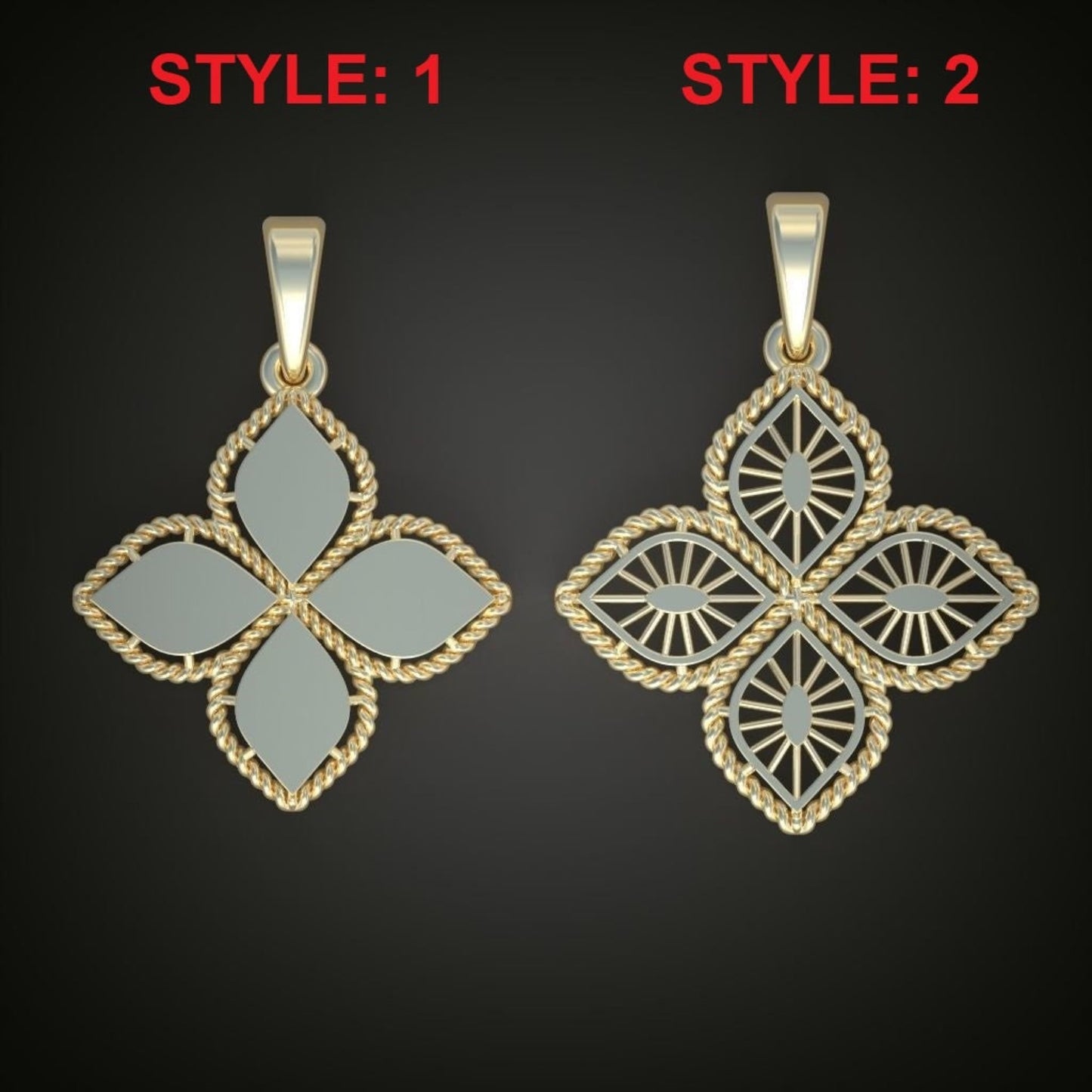 14K Solid Gold Clover Necklace / 2 Different Designs of Gold Clover Pendant / Clover Jewelry for Her / Gift for Her / Choose your Clover