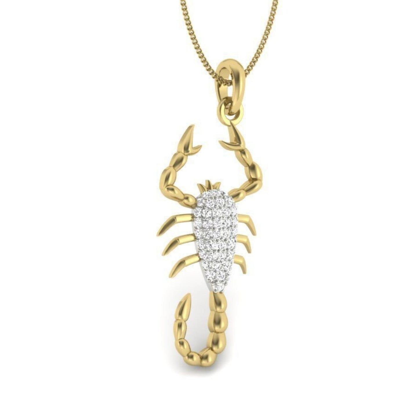 14K Solid Yellow Gold Diamond Scorpion Necklace .40 Carat / Diamond Scorpion Pendant / Unisex Scorpion Pendant  / Gift for Her