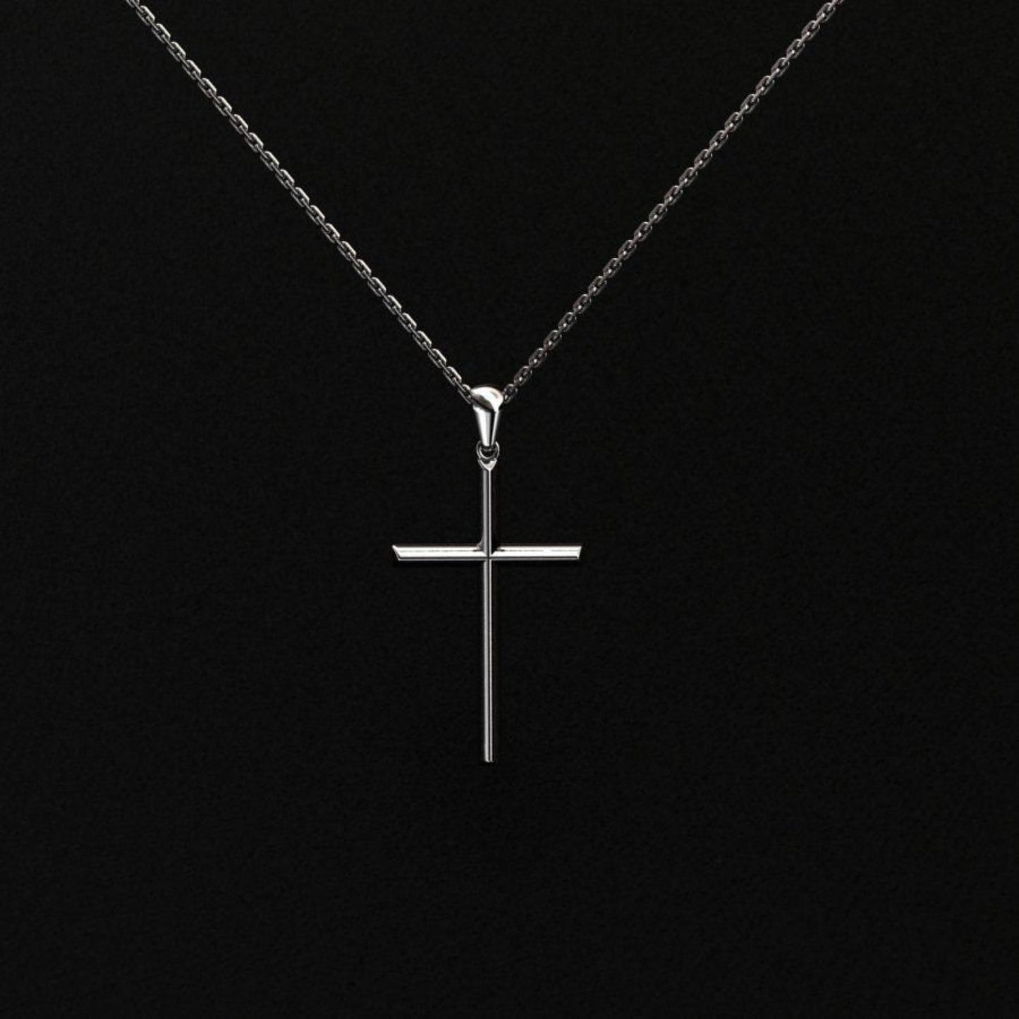 14K Solid Gold Simple Design Cross Necklace / Crucifix Simple Design gold Pendant / Religious Necklace For Women / For Men 58mm x 25mm