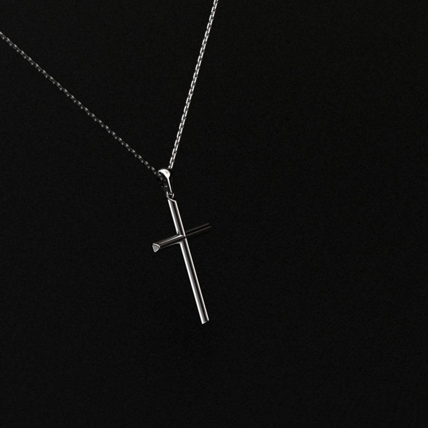 14K Solid Gold Simple Design Cross Necklace / Crucifix Simple Design gold Pendant / Religious Necklace For Women / For Men 58mm x 25mm