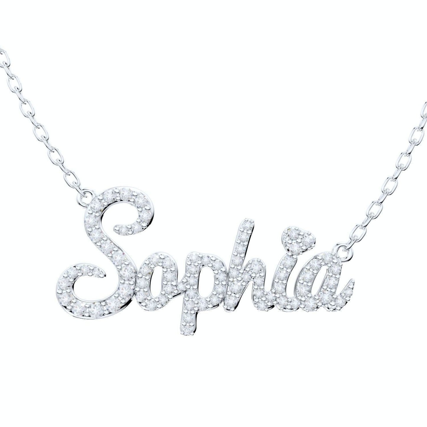 14K Solid Gold Sophia Diamond Name Necklace / Diamond Sophia Necklace for Her / Diamond Necklace for Sophia / Gift Diamond Necklace