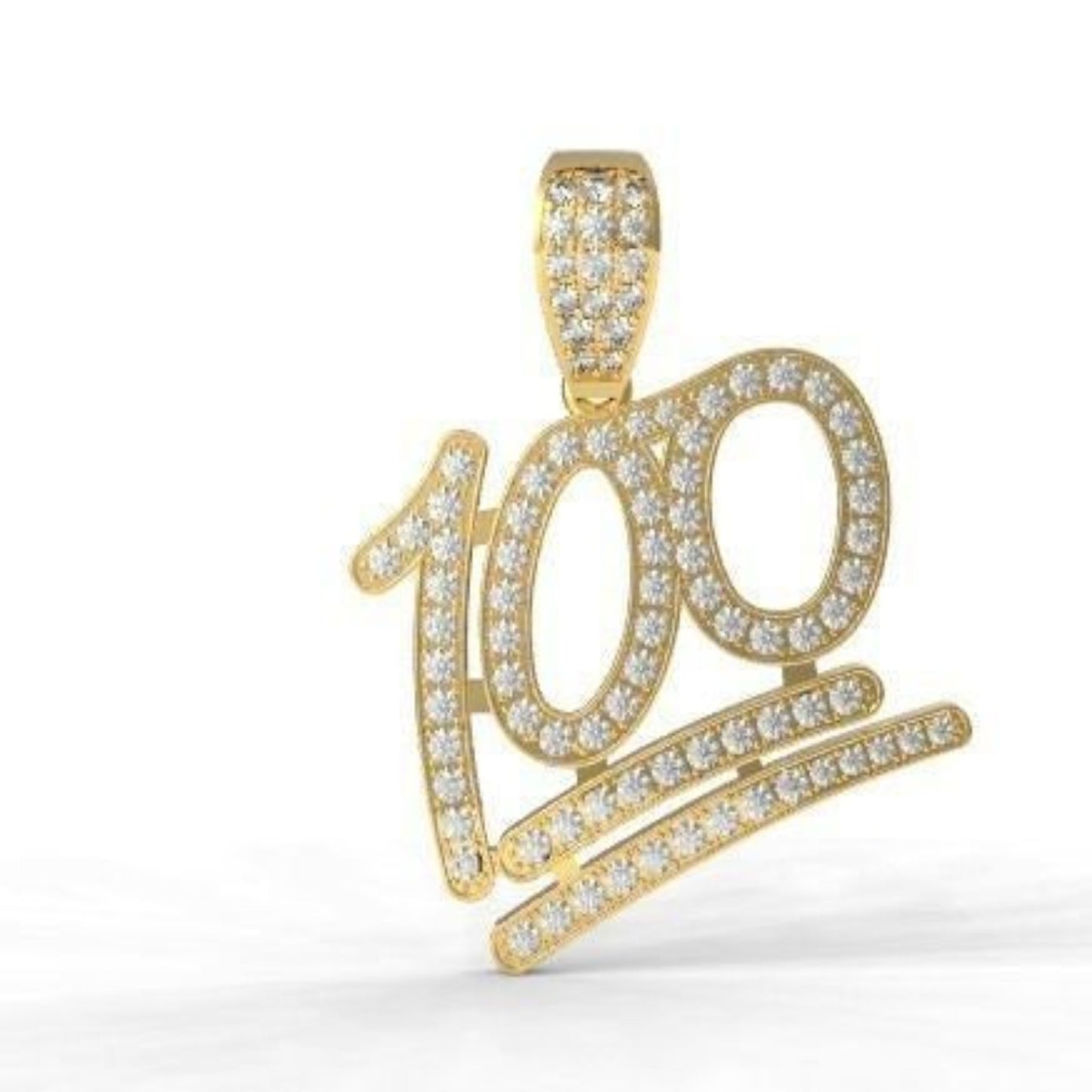 14K Solid Gold Diamond Number 100 Pendant / Diamond 100% Diamond Pendant / Number 100 Diamond Pendant / Unisex 100 Number Pendant