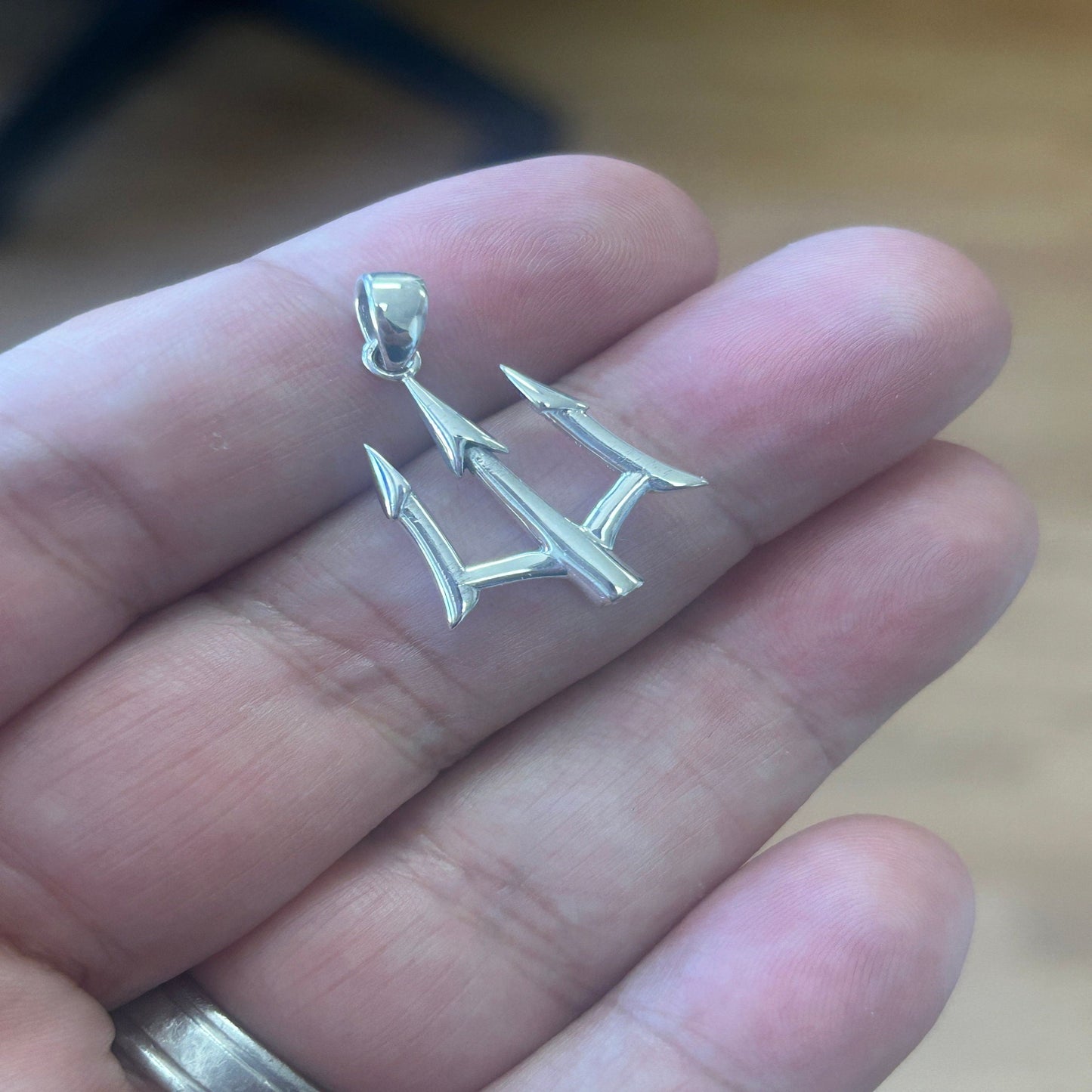 Sterling Silver Trident Pendant 5.50 Grams / Silver Trident of Poseidon / Silver Poseidon Necklace / Unisex Trident Necklace / Gift for Him