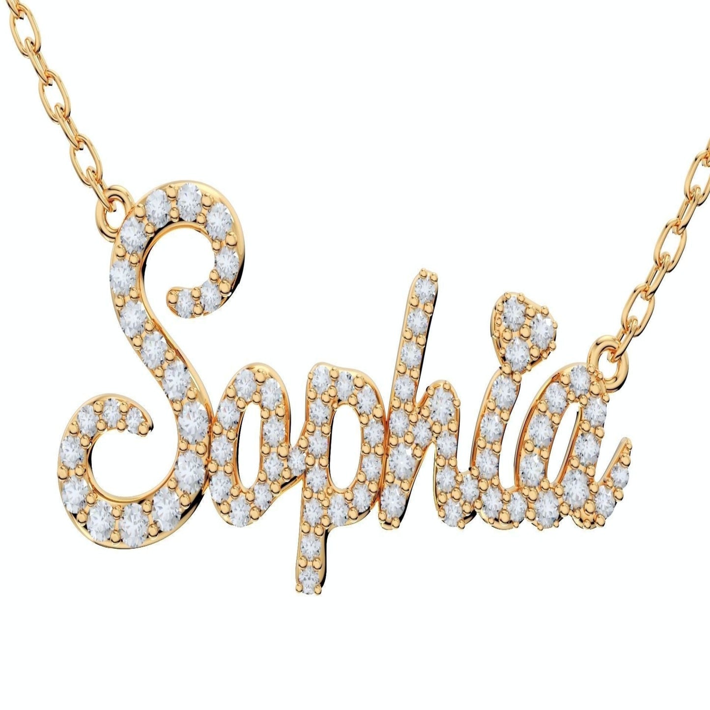 14K Solid Gold Sophia Diamond Name Necklace / Diamond Sophia Necklace for Her / Diamond Necklace for Sophia / Gift Diamond Necklace