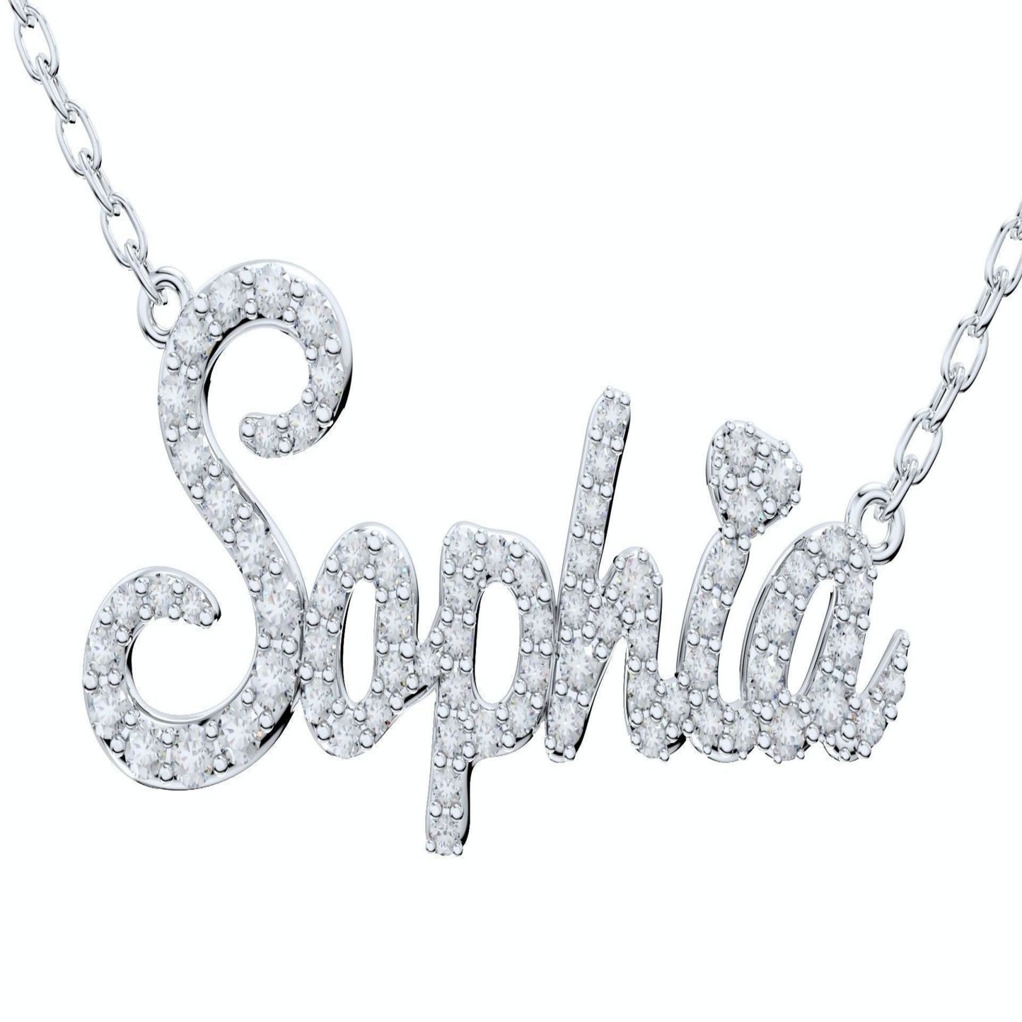 14K Solid Gold Sophia Diamond Name Necklace / Diamond Sophia Necklace for Her / Diamond Necklace for Sophia / Gift Diamond Necklace