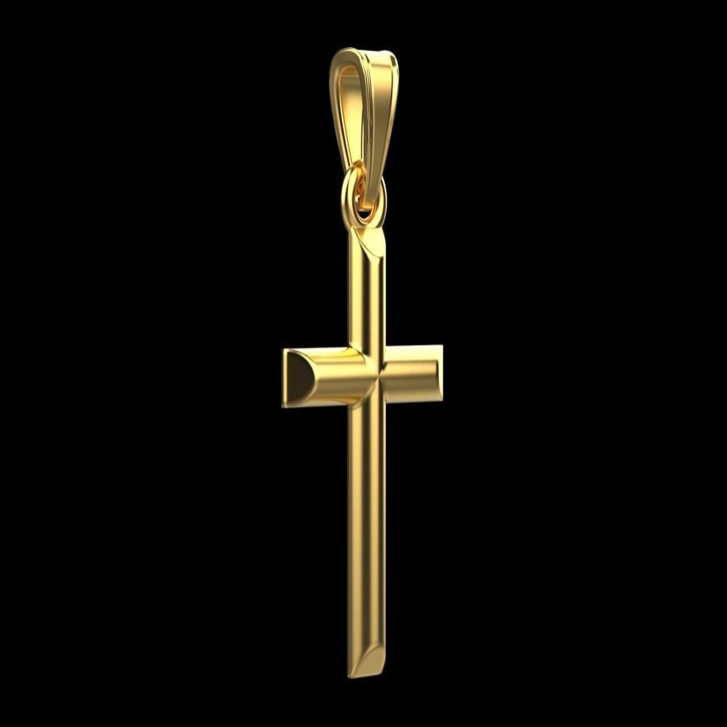 14K Solid Yellow Gold Cross Necklace / Crucifix Pendant 15mm X 10mm / Unisex Religious Necklace / Gift for Her