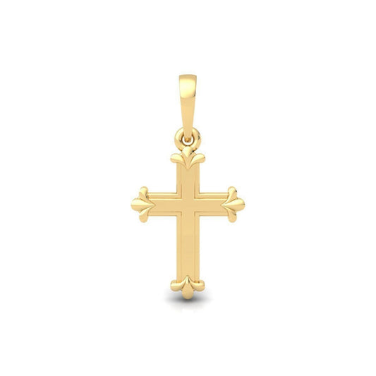 14K Solid Gold Cross Necklace / Crucifix Stylish Pendant / Unisex Religious Necklace / For Men 20mm x 15mm