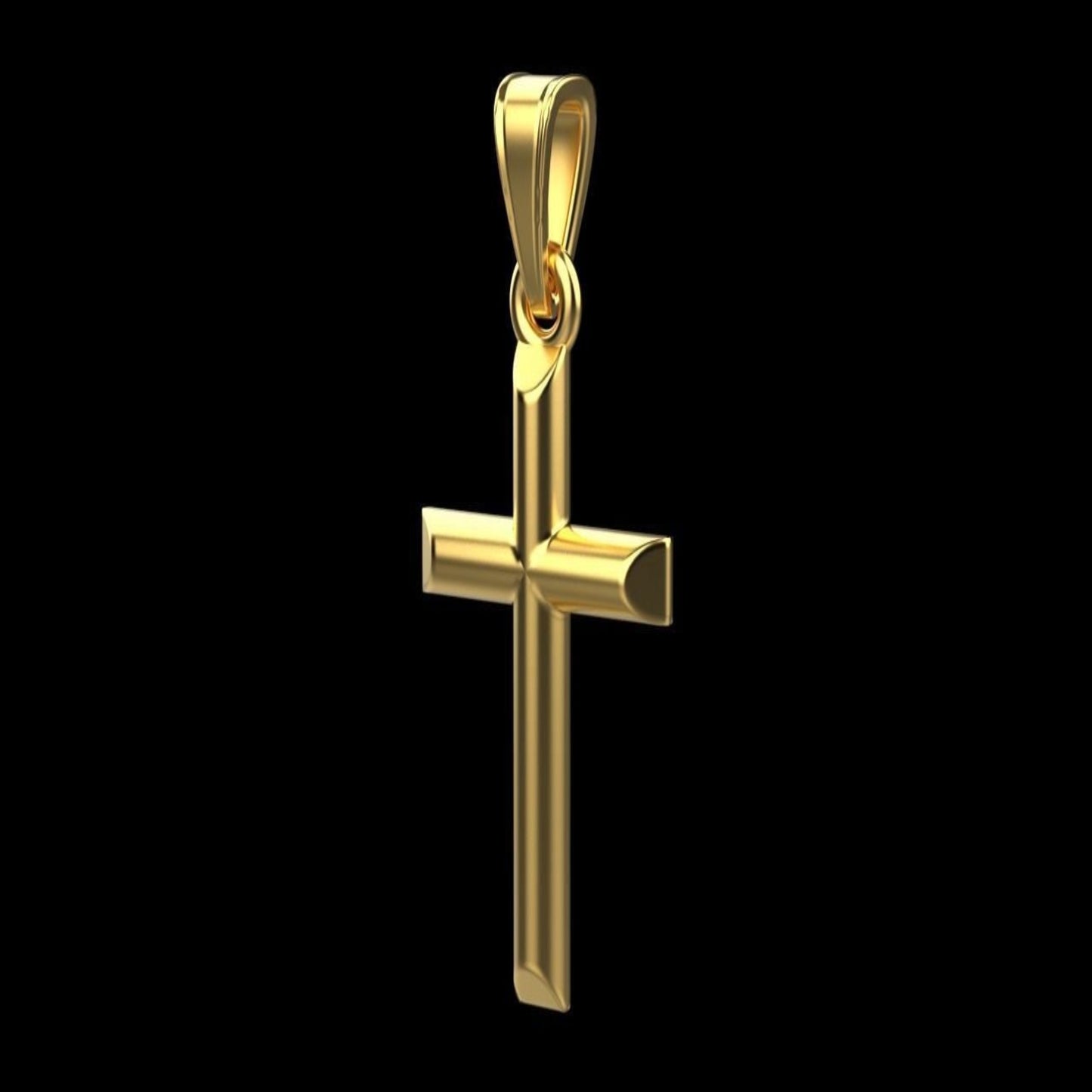 14K Solid Yellow Gold Cross Necklace / Crucifix Pendant 15mm X 10mm / Unisex Religious Necklace / Gift for Her