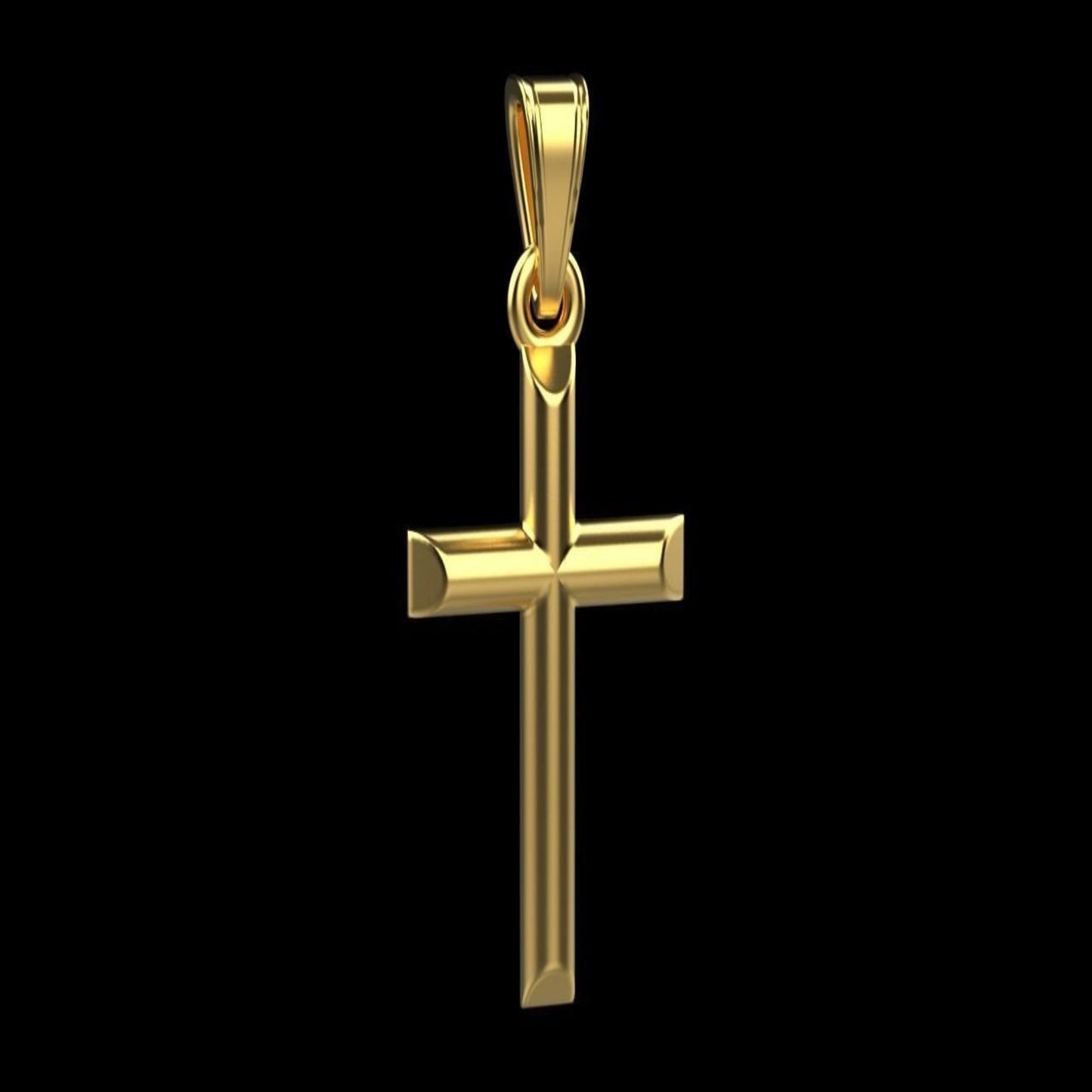 14K Solid Yellow Gold Cross Necklace / Crucifix Pendant 15mm X 10mm / Unisex Religious Necklace / Gift for Her